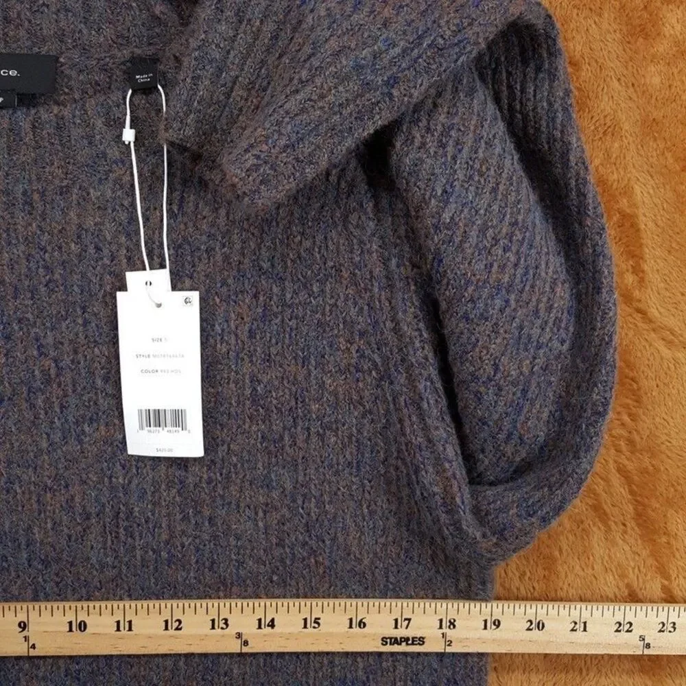 VINCE Sweater Mens Small Brown Blue Pullover Merino Wool Alpaca MOULINE $425